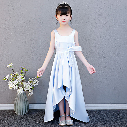 

Princess Asymmetrical Wedding / Party Pageant Dresses - Taffeta Sleeveless Jewel Neck with Bow(s)