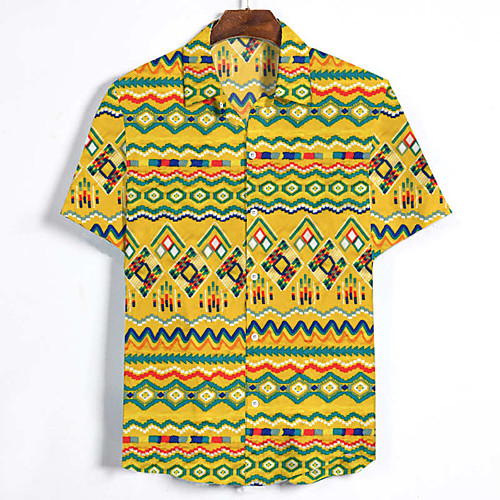 

Men's Daily Weekend Shirt - Geometric / Color Block Yellow