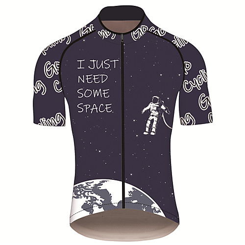 

21Grams Men's Short Sleeve Cycling Jersey 100% Polyester Black / White Astronaut Bike Jersey Top Mountain Bike MTB Road Bike Cycling UV Resistant Breathable Quick Dry Sports Clothing Apparel