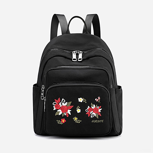 

Large Capacity Polyester Zipper Commuter Backpack Floral Print Daily Black / Wine / Purple