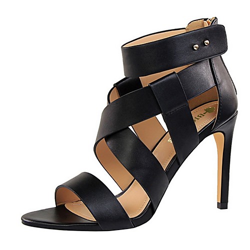 

Women's Sandals Stiletto Heel Round Toe PU Spring & Summer Wine / Almond / Red