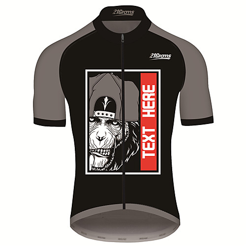 

21Grams Men's Short Sleeve Cycling Jersey Black / Red Animal Bike Jersey Top Mountain Bike MTB Road Bike Cycling UV Resistant Breathable Quick Dry Sports Clothing Apparel / Stretchy / Race Fit