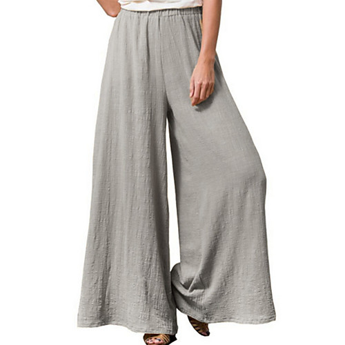 

Women's Basic Wide Leg Pants - Solid Colored Wine Yellow Khaki S M L