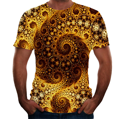 

Men's Plus Size 3D Graphic T-shirt Basic Daily Weekend Round Neck Gold / Short Sleeve