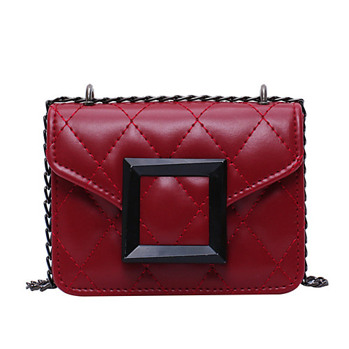 

Women's Chain Polyester / PU Crossbody Bag Solid Color Dark Brown / Red / Brown