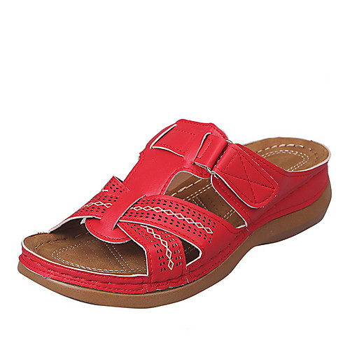 

Women's Slippers & Flip-Flops Flat Heel Open Toe PU Summer Red / Burgundy / Royal Blue