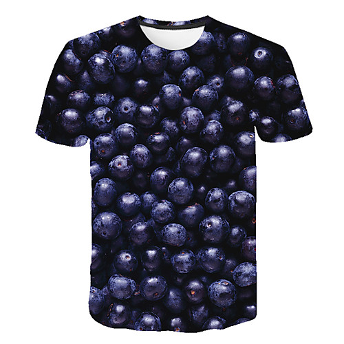 

Men's Daily Sports Basic / Exaggerated T-shirt - Color Block / 3D / Fruit Print Purple