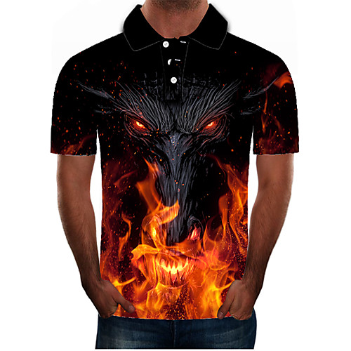 

Men's Daily Going out Street chic / Exaggerated Polo - Color Block / 3D / Graphic Black