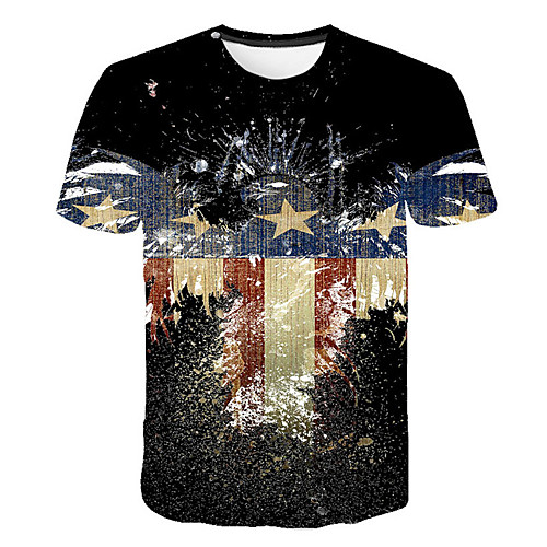 

Men's Daily Sports Street chic / Exaggerated T-shirt - Geometric / 3D / National Flag Print Rainbow