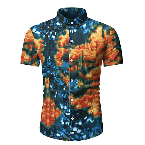 

Men's Daily Weekend Basic / Elegant Shirt - Geometric / Color Block Yellow