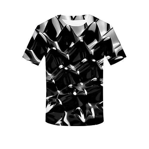 

Men's Daily Going out Basic / Street chic T-shirt - Geometric / 3D / Graphic Black