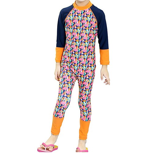 

Girls' Rash Guard Dive Skin Suit Top Bottoms Thermal / Warm UV Sun Protection Full Body Swimming Diving Water Sports Patchwork Spring Summer / Kid's