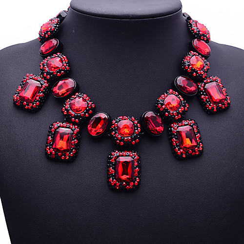 

Women's Green Red Resin Collar Necklace Necklace Crystal Necklace Fancy Statement Artistic Bohemian Casual / Sporty Resin Chrome Red Green 45 cm Necklace Jewelry 1pc For Wedding Prom Street Birthday