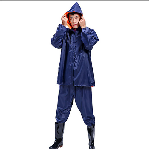 

Protective Clothing Anti Dust And Droplet Men's Daily Fall & Winter Long Coat, Solid Colored Hooded Long Sleeve Polyester Navy Blue