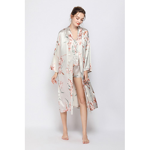 

Women's Backless / Cut Out / Mesh Satin & Silk / Suits Nightwear Jacquard / Solid Colored White S M L
