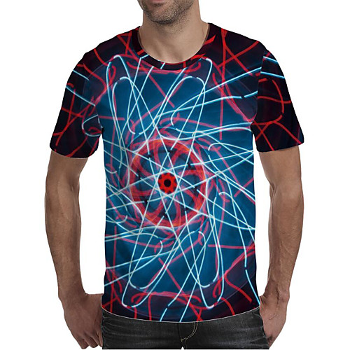 

Men's Daily Going out Exaggerated T-shirt - Geometric / 3D / Graphic Print Rainbow