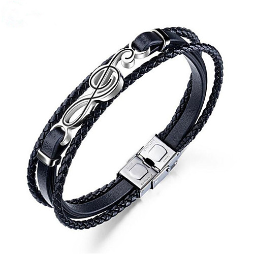 

Men's Loom Bracelet Braided Fashion Fashion Leather Bracelet Jewelry Silver For Party Evening Gift / Titanium Steel