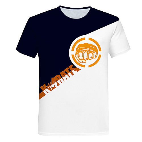 

Men's Daily Going out Basic T-shirt - Color Block / 3D / Letter Print Black