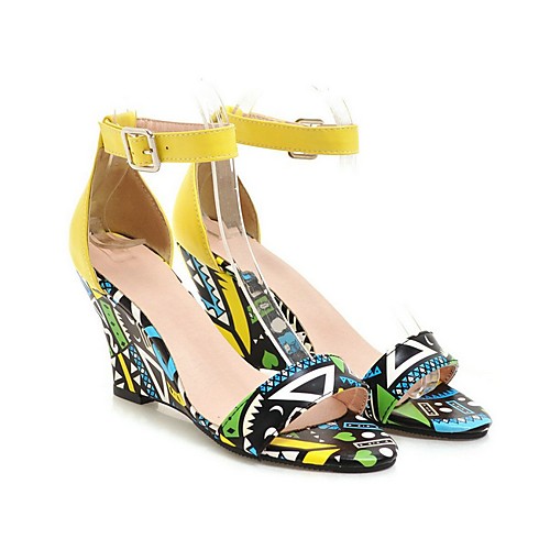 

Women's Sandals Wedge Heel Open Toe PU Summer Purple / Yellow / Black