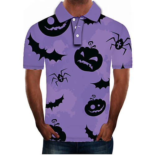 

Men's Daily Going out Street chic / Exaggerated Polo - Color Block / 3D / Graphic Purple