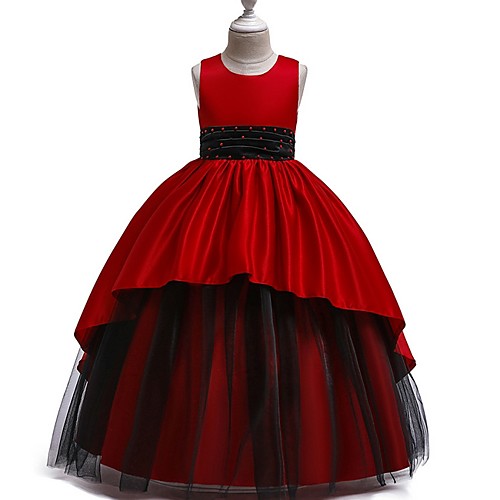 

Princess Round Floor Length Cotton Junior Bridesmaid Dress with Bow(s) / Ruching