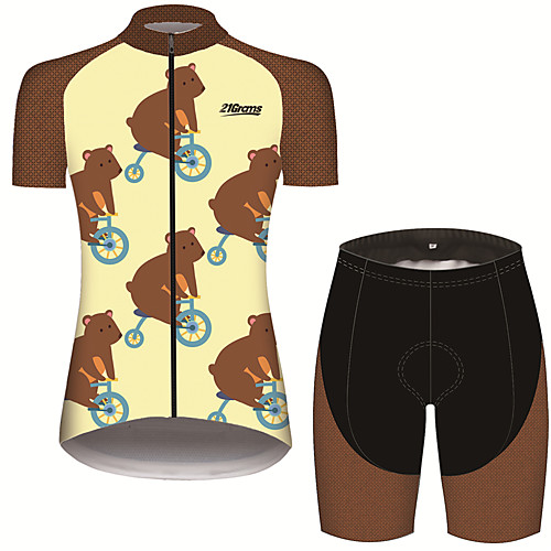 

21Grams Women's Short Sleeve Cycling Jersey with Shorts Brown Animal Mouse Bike Clothing Suit Breathable 3D Pad Quick Dry Ultraviolet Resistant Sweat-wicking Sports Animal Mountain Bike MTB Road Bike