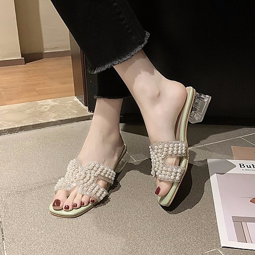 

Women's Sandals Block Heel Open Toe PU Summer Almond / Green / Black