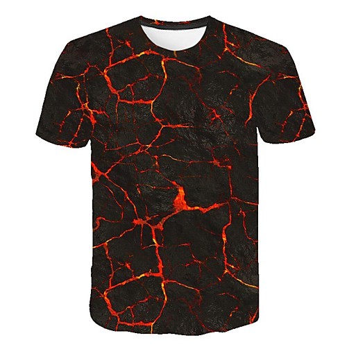 

Men's Daily Sports Street chic / Exaggerated T-shirt - Color Block / 3D / Flame Print Gray