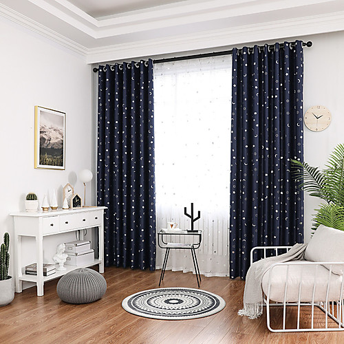 

Gyrohome 1PC Small Star Moons Shading High Blackout Curtain Drape Window Home Balcony Dec Children Door Customizable Living Room Bedroom Dining Room