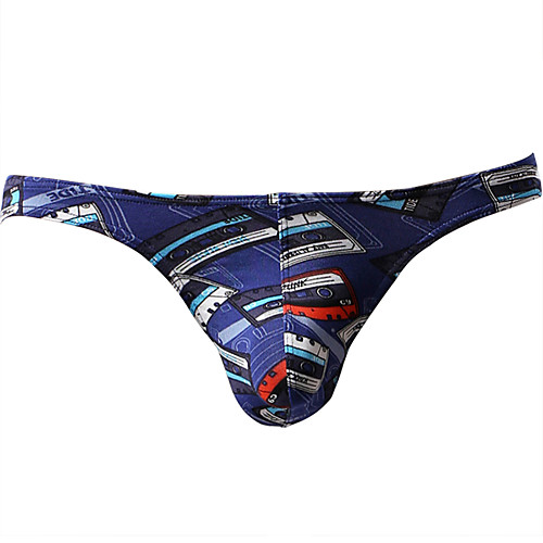 

Men's Print Briefs Underwear - Asian Size Low Waist Blue S M L