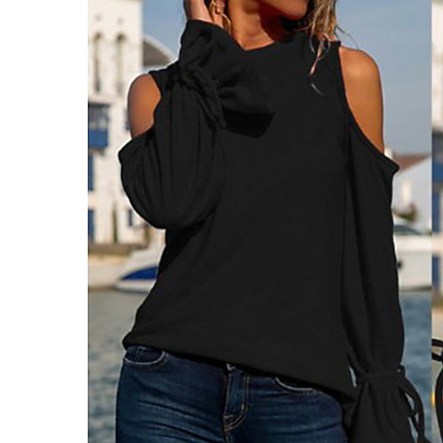

Women's Daily T-shirt - Solid Colored Black