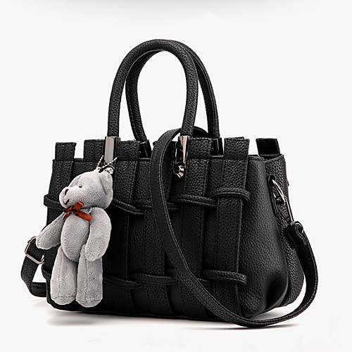 

Women's Zipper PU Top Handle Bag Solid Color Blushing Pink / White / Black