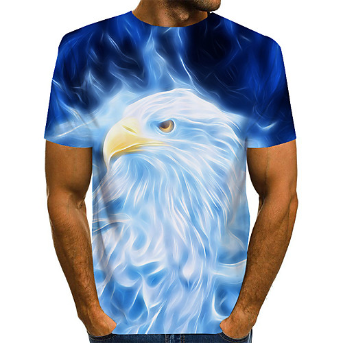 

Men's Daily Going out Basic / Street chic T-shirt - 3D / Graphic / Animal Print Blue