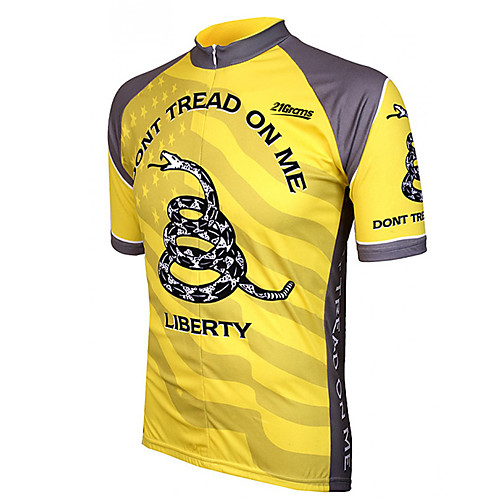 

21Grams Men's Short Sleeve Cycling Jersey Yellow Animal Snake Bike Jersey Top Mountain Bike MTB Road Bike Cycling UV Resistant Breathable Quick Dry Sports Clothing Apparel / Stretchy / Race Fit