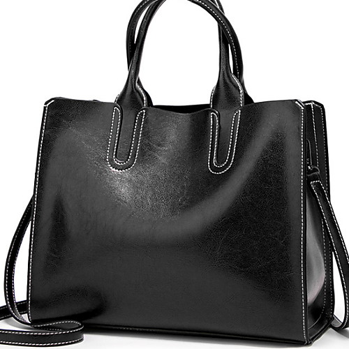 

Women's Zipper PU Top Handle Bag Solid Color Wine / Green / Brown