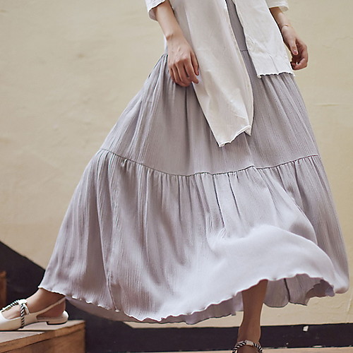 

Women's Swing Skirts - Solid Colored Blushing Pink Blue White S M