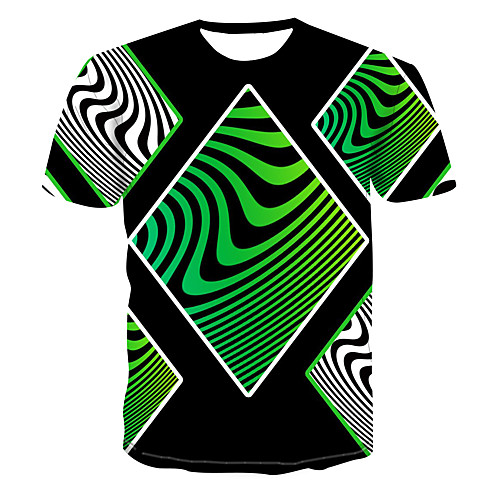 

Men's Club Weekend Street chic / Punk & Gothic T-shirt - Striped / Geometric / 3D Print Green