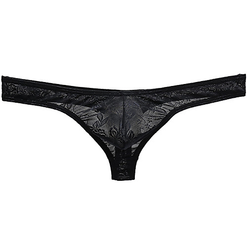 

Men's Lace G-string Underwear - Normal Low Waist Black White Purple M L XL
