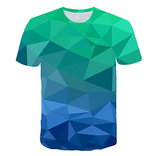 

Men's Daily Sports Street chic / Exaggerated T-shirt - Geometric / Color Block / 3D Print Rainbow
