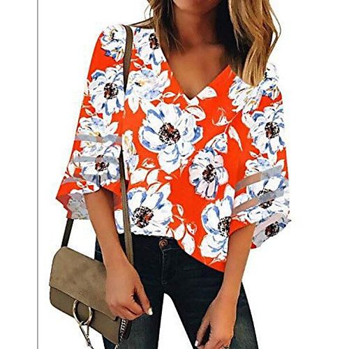 

Women's Daily T-shirt - Floral Red