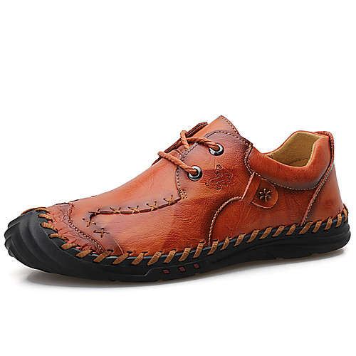 

Men's Leather / Cowhide Spring / Fall & Winter Business / Casual Oxfords Walking Shoes Waterproof Slogan Black / Brown