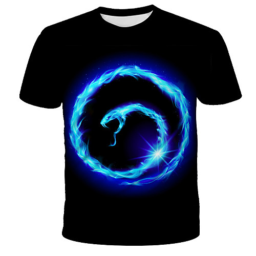 

Men's Daily Holiday Street chic / Exaggerated T-shirt - 3D / Tie Dye / Animal Wolf, Print Black