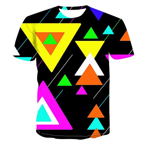 

Men's Club Weekend Street chic / Punk & Gothic T-shirt - Color Block / 3D / Graphic Print Rainbow