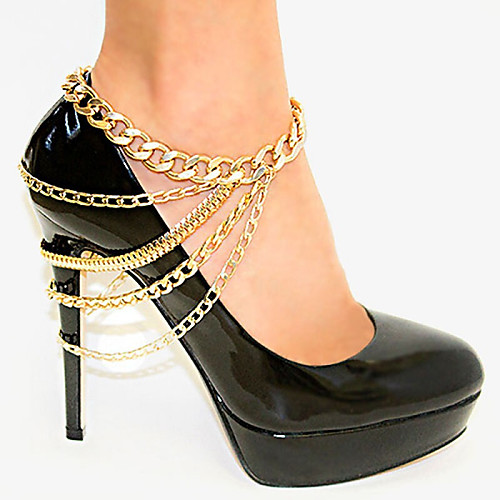 

Anklet Luxury Boho Fashion Women's Body Jewelry For Party Evening Beach Cuban Link Alloy Gold Silver 1 Piece