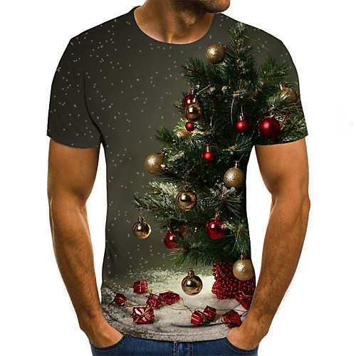 

Men's Daily Sports Basic / Exaggerated T-shirt - Color Block / 3D Black & White, Print Navy Blue