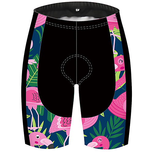 

21Grams Women's Cycling Shorts Bike Shorts Padded Shorts / Chamois Pants Breathable 3D Pad Quick Dry Sports Flamingo Animal Floral Botanical Black / Pink Mountain Bike MTB Road Bike Cycling Clothing