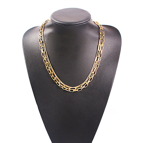 

Women's Choker Necklace Chain Necklace Necklace Stacking Stackable XOXO Vertical / Gold bar Precious Statement Simple Basic Punk Gold Plated Gold 52 cm Necklace Jewelry For Party Evening Street