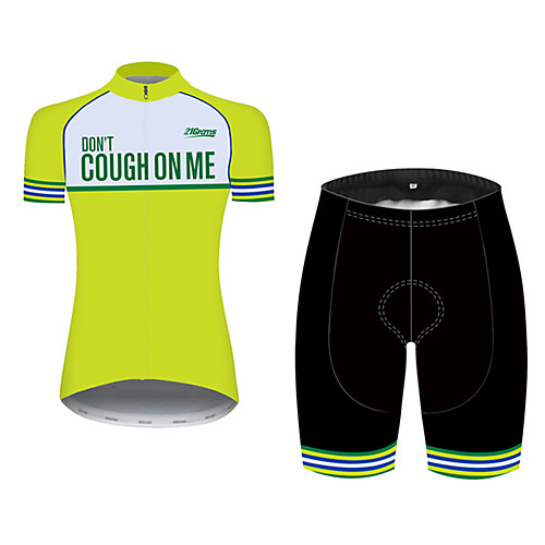 

21Grams Women's Short Sleeve Cycling Jersey with Shorts Black / Yellow Stripes Bike Clothing Suit Breathable 3D Pad Quick Dry Ultraviolet Resistant Sweat-wicking Sports Solid Color Mountain Bike MTB