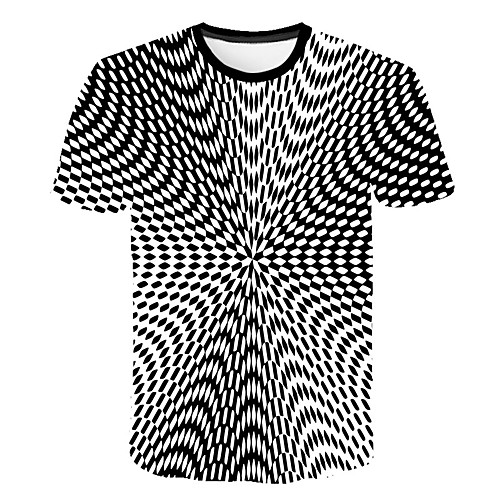 

Men's Daily Sports Street chic / Exaggerated T-shirt - Striped / Geometric / 3D Print Black