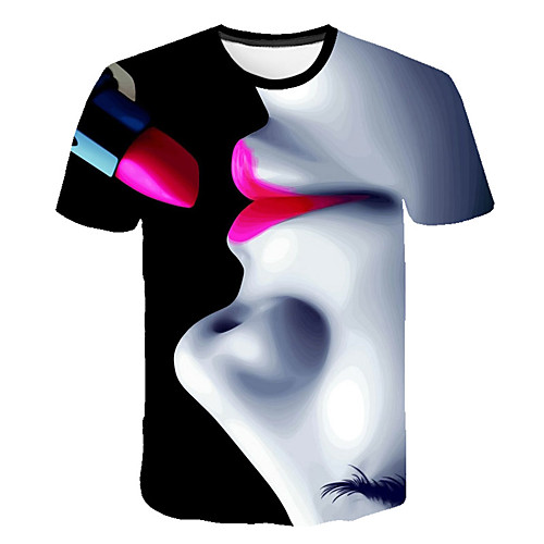 

Men's Daily Sports Street chic / Exaggerated T-shirt - Color Block / 3D / Portrait Print Rainbow